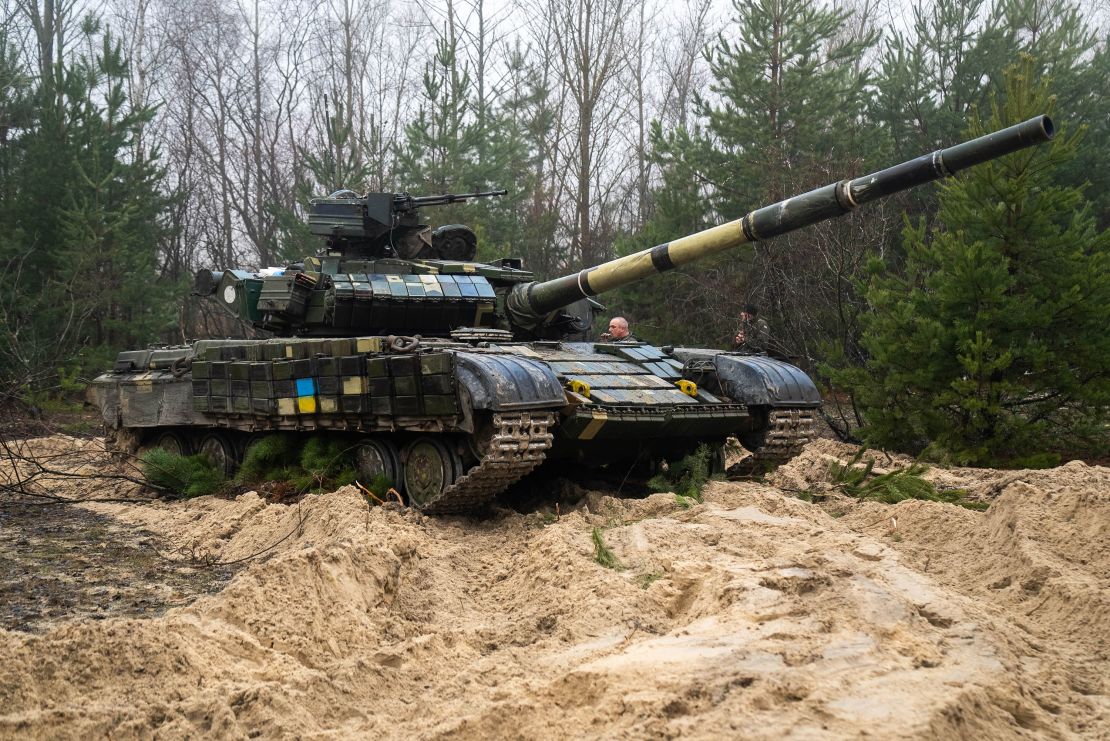 Soviet-era T-72s, seen during exercises near Pripyat on Friday, are plentiful but no match for  more modern tanks.