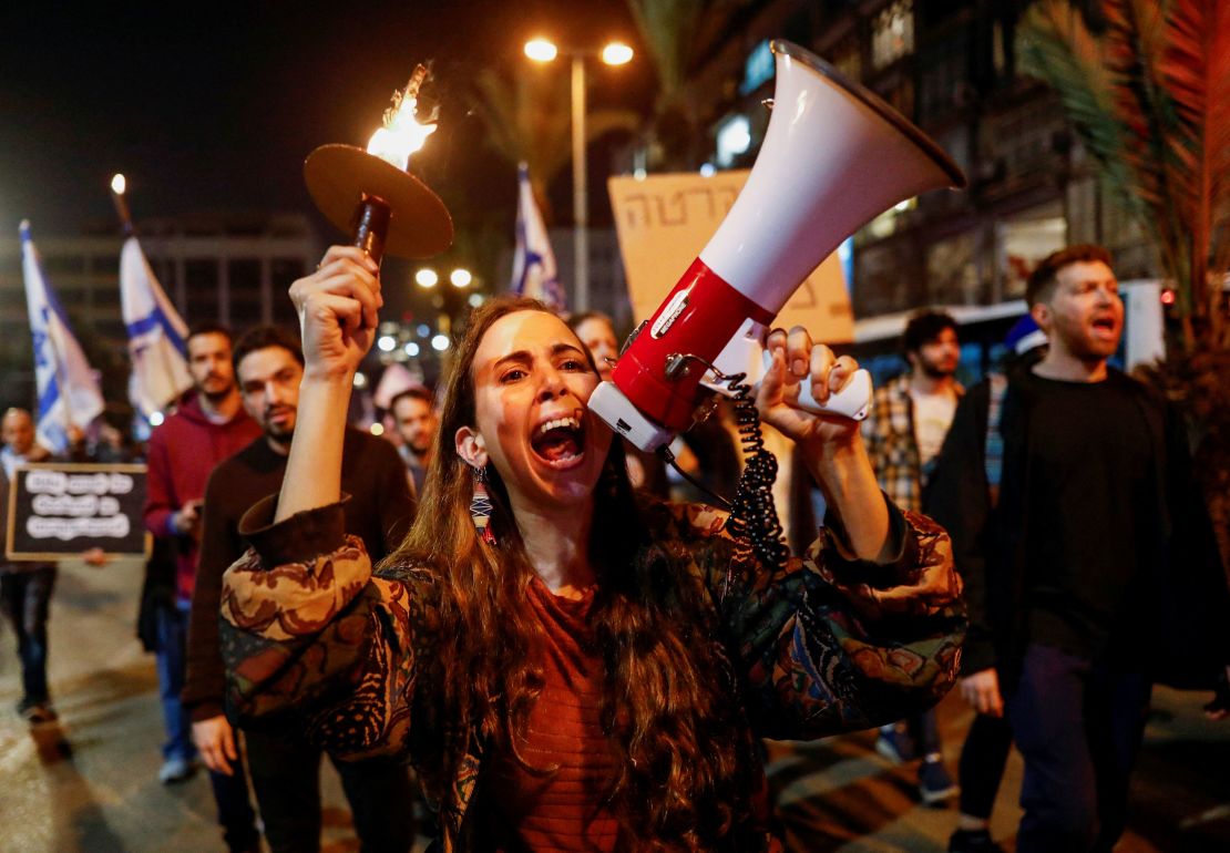 More than 100,000 people joined the protests in Tel Aviv on Saturday.