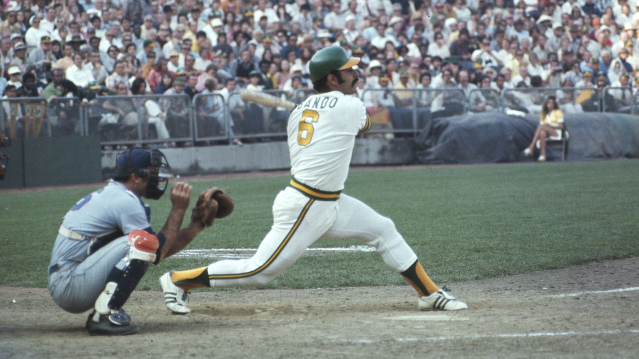 Sal Bando during a 1973 World Series game between the Oakland Athletics and the New York Mets.