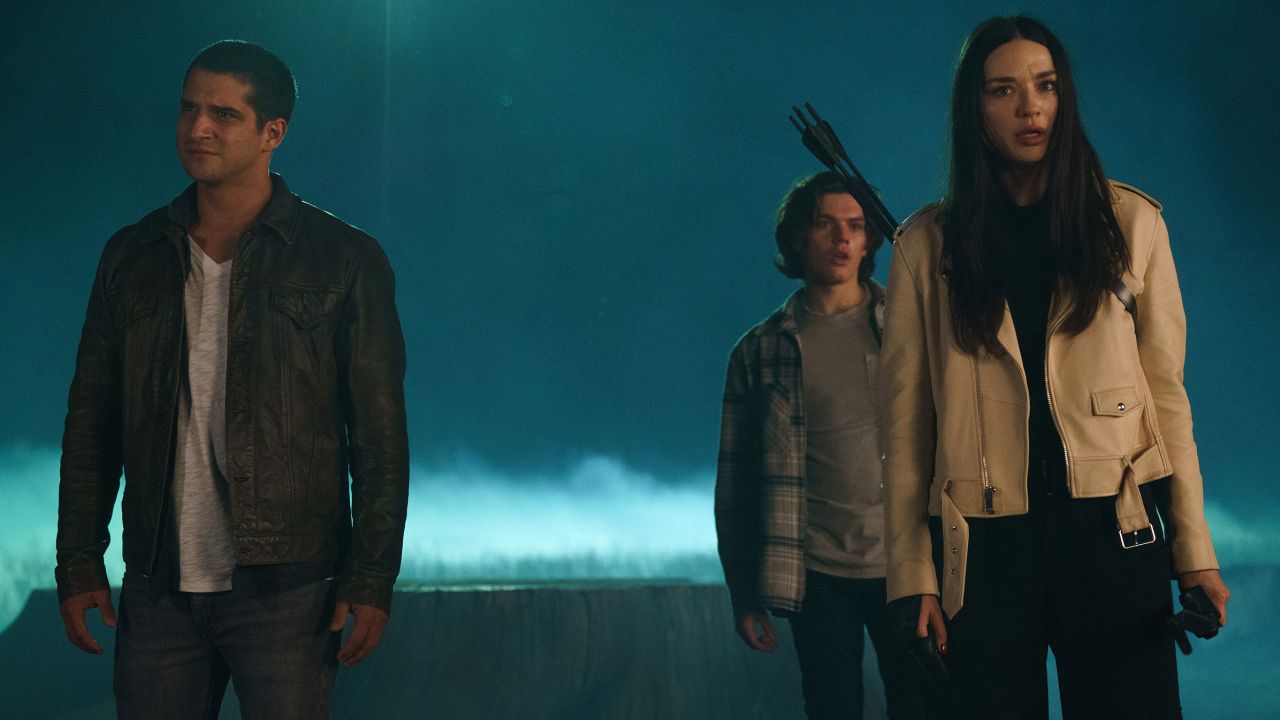 Tyler Posey, Vince Mattis and Crystal Reed in "Teen Wolf: The Movie," premiering on Paramount+.