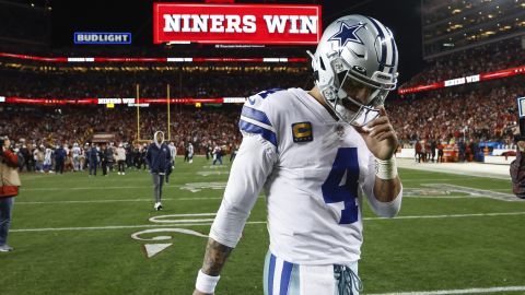 Prescott walks off the field after another postseason disappointment for 'America's Team.'