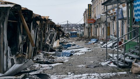 A view of the damaged area in Bakhmut, Ukraine on Thursday, January 12, 2023. 
