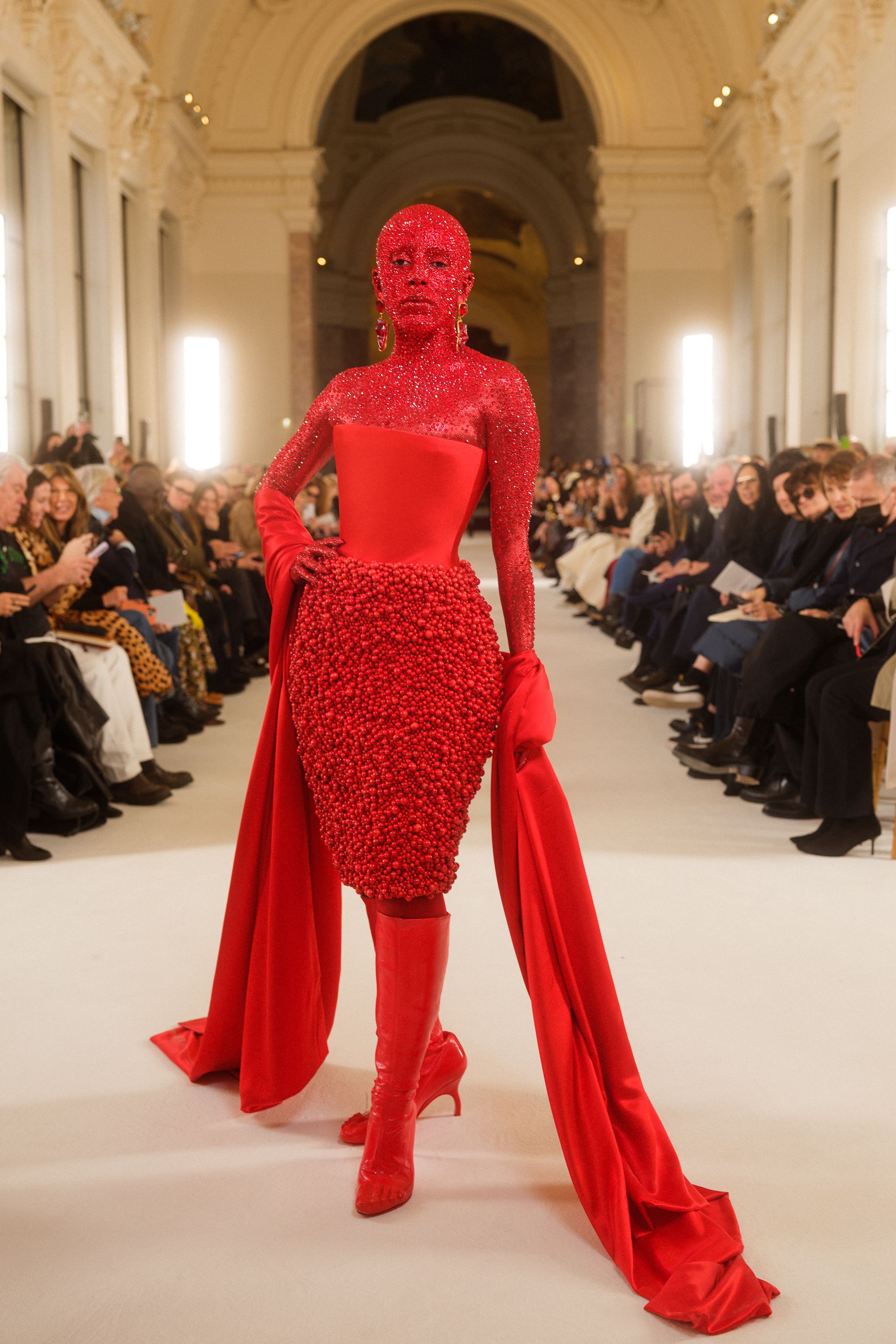 Doja Cat was covered red body paint and 30,000 crystals at Haute Couture Week | CNN