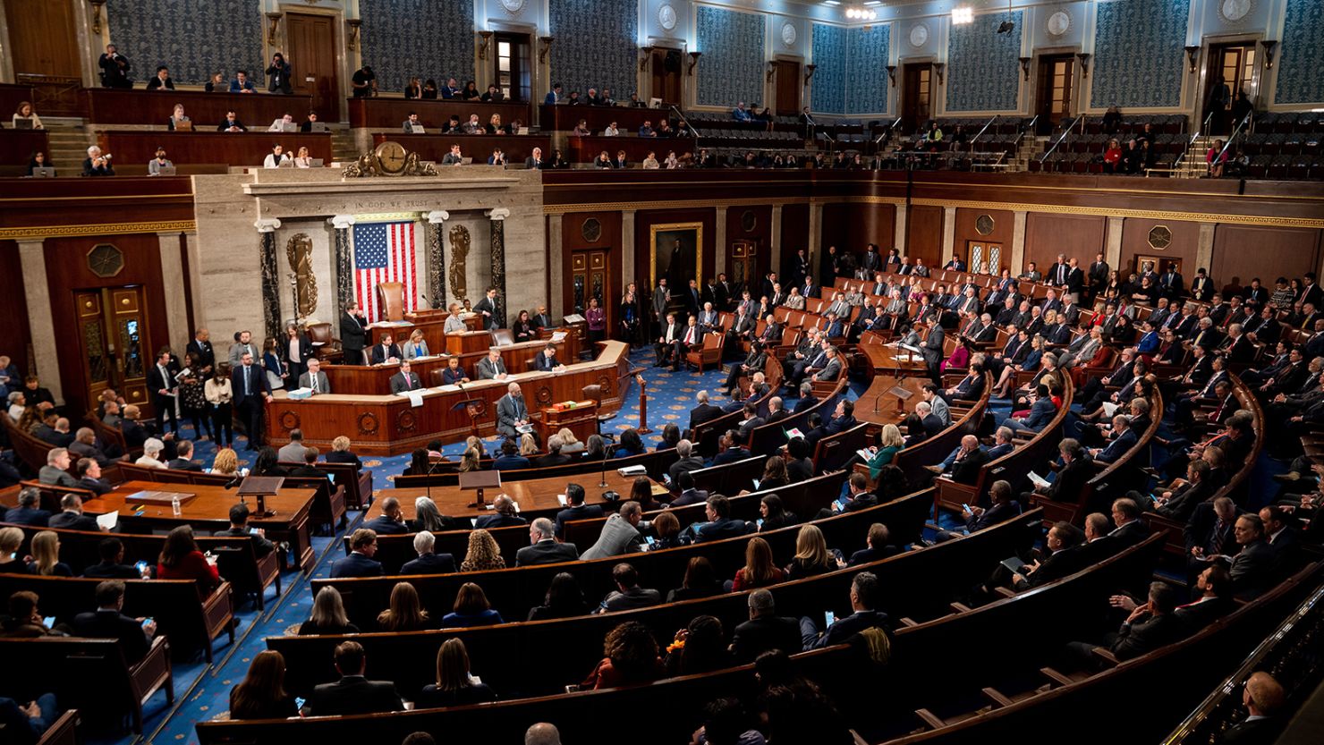 Members of the US House of Representatives gather in the House chamber in Washington, DC, on January 6, 2023.