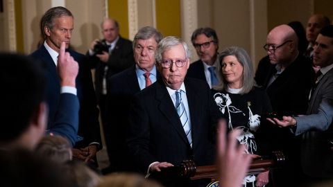 Senate Minority Leader Mitch McConnell, R-Ky., conducts a news conference after the senate luncheons in the U.S. Capitol on Tuesday, December 6, 2022. 