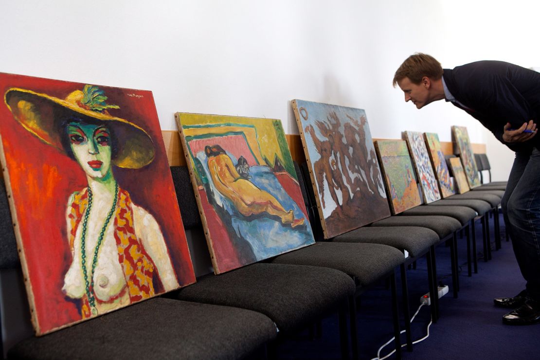 Art by Wolfgang Beltracchi pictured at a court in Cologne, Germany, where the forger and his wife were tried in 2011.