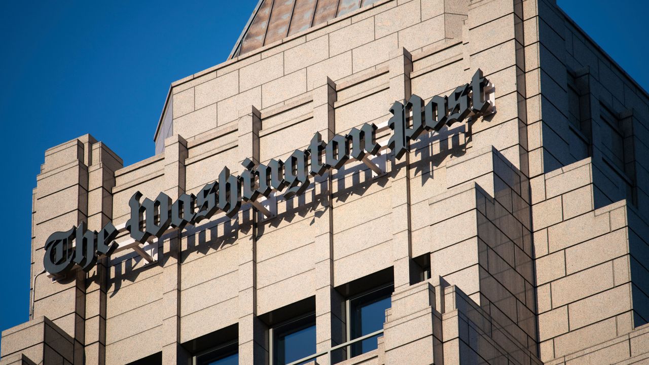 A general view of the Washington Post Building in Washington, D.C., on Wednesday, April 8, 2020. (Graeme Sloan/Sipa USA)(Sipa via AP Images)