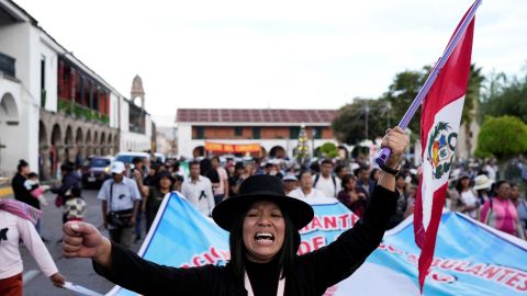 People demand the closure of Congress after protests following the ouster of former Peruvian President Pedro Castillo, in Ayacucho, Peru on December 20, 2022. 