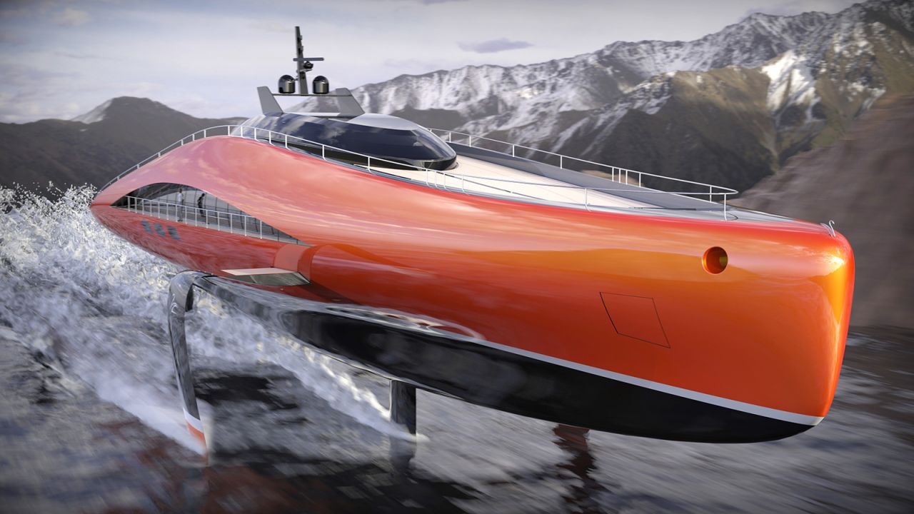 A rendering of the 74-meter-long Plectrum superyacht concept from Lazzarini Design Studio.