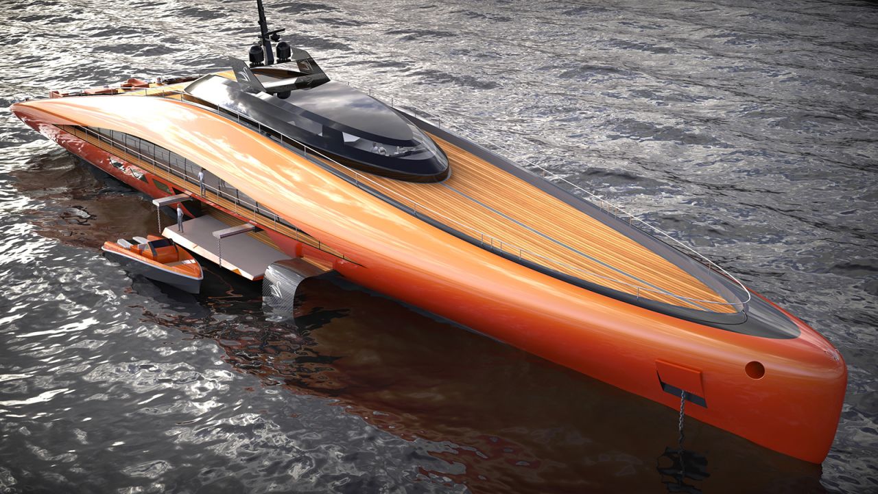 Powered by a hydrofoil system, Plectrum can lift itself above the water surface.