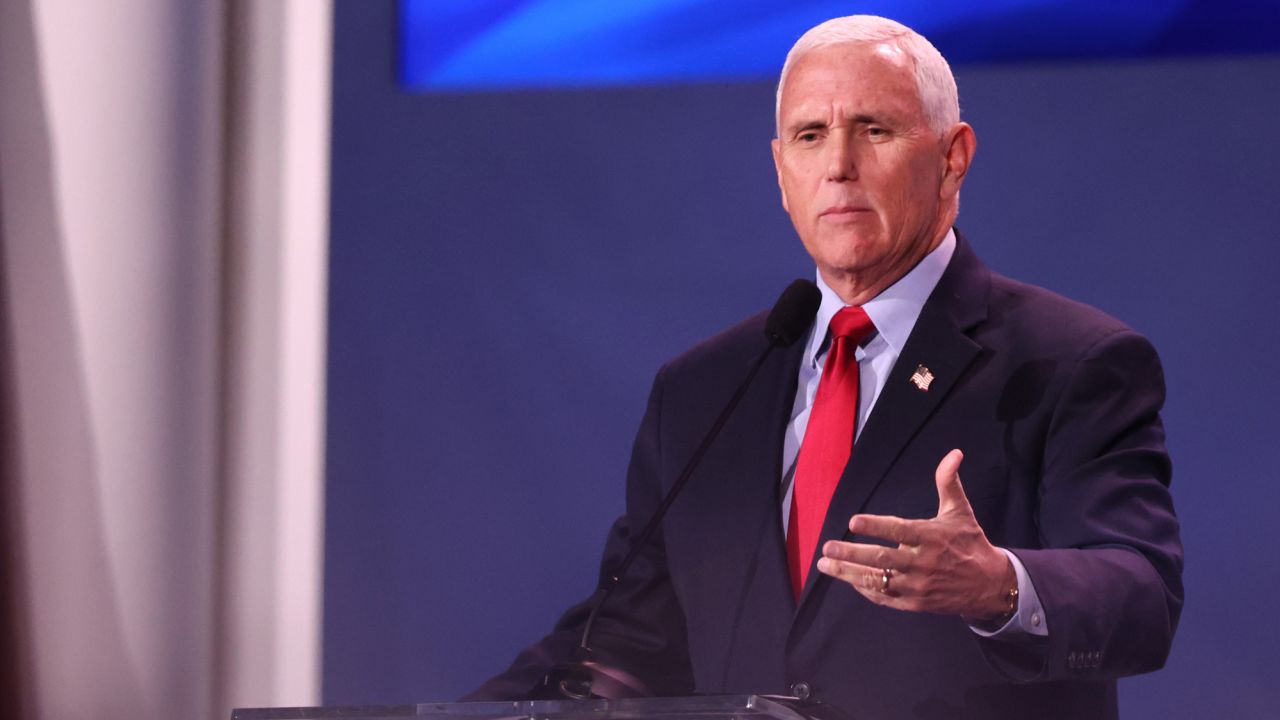 Former Vice President Mike Pence speaks to guests at the Republican Jewish Coalition Annual Leadership Meeting on November 18, 2022, in Las Vegas, Nevada.