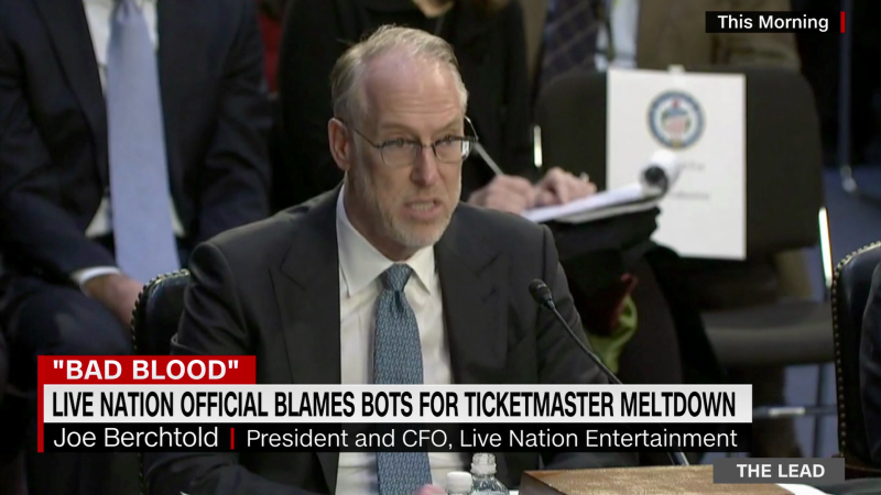 Live Nation and Ticketmaster executives faced a bipartisan backlash from senators about the lack of competition in the ticketing industry  | CNN
