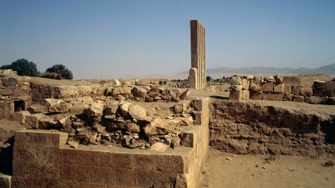 The ruins of the Bar'an temple are one of the seven archaeological sites that make up the monuments of the ancient Kingdom of Sheba in Yemen.