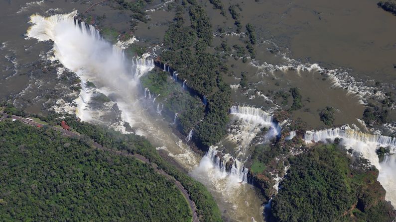 <strong>Wonderful sights: </strong>An aerial shot of the Iguazu Falls in Argentina captured from the sky.