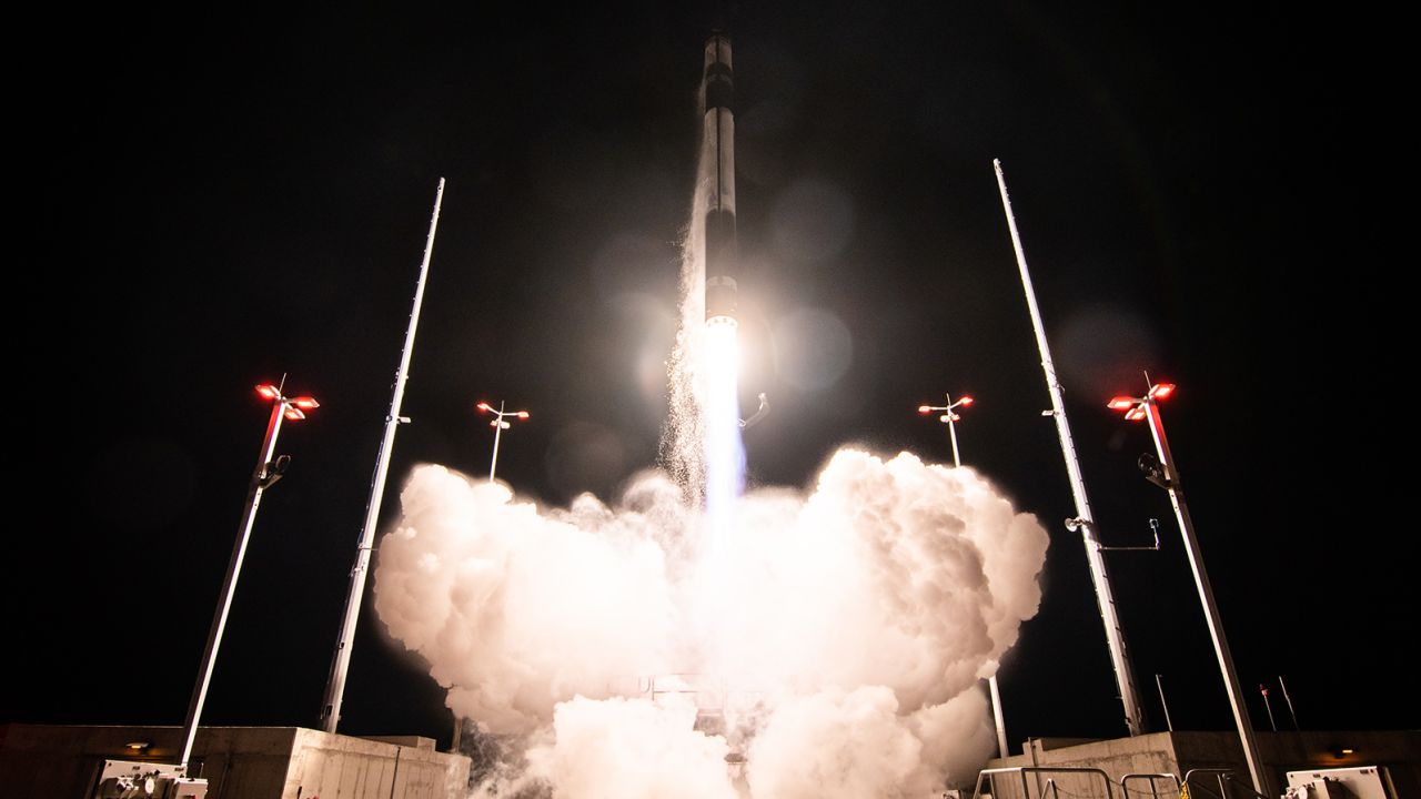 The Rocket Lab Electron rocket lifts off from NASA Wallops Flight Facility on Wallops Island in Virginia's Accomack County on January 24.