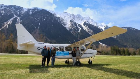 Chief pilot Ian Porter with wife Michelle, daughters Samantha and Sydney, who act as his co-pilots, and son Christopher.