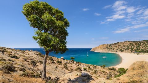 Pachia Ammos is the island's only sandy beach.