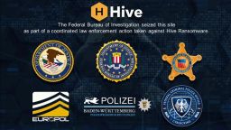 This screengrab captured by CNN shows a website hosted by Hive Ransomware seized by the FBI. 