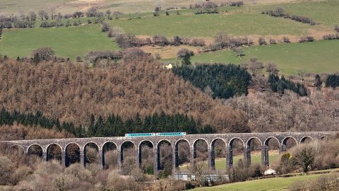 The 'Heart of Wales' line runs through spectacular Welsh countryside.
