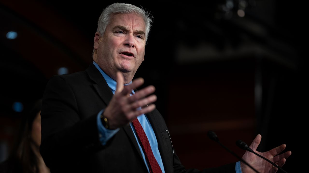 House Majority Whip Tom Emmer speaks during a news conference at the U.S. Capitol on January 10, 2023 in Washington, DC.