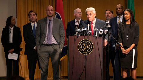 Shelby County District Attorney Steve Mulroy speaks at a press in response to five former officers being charged with second-degree murder in the death of Tyre Nichols at the Shelby County Criminal Justice Center in downtown Memphis Thursday, Jan. 26, 2023.