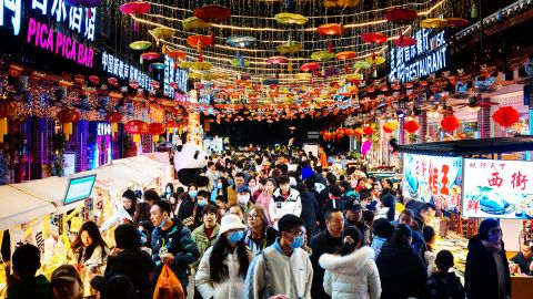 People shopping in Guilin, Guangxi Province, China, on January 25.