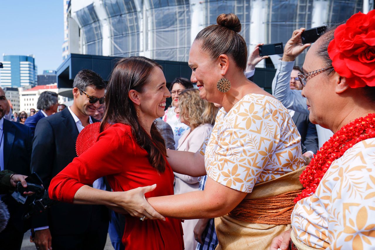 New Zealand Prime Minister Jacinda Ardern, left, hugs incoming Deputy Prime Minister Carmel Sepuloni as she leaves Parliament for the last time on Wednesday, January 25. Ardern announced her resignation last week, and <a href=