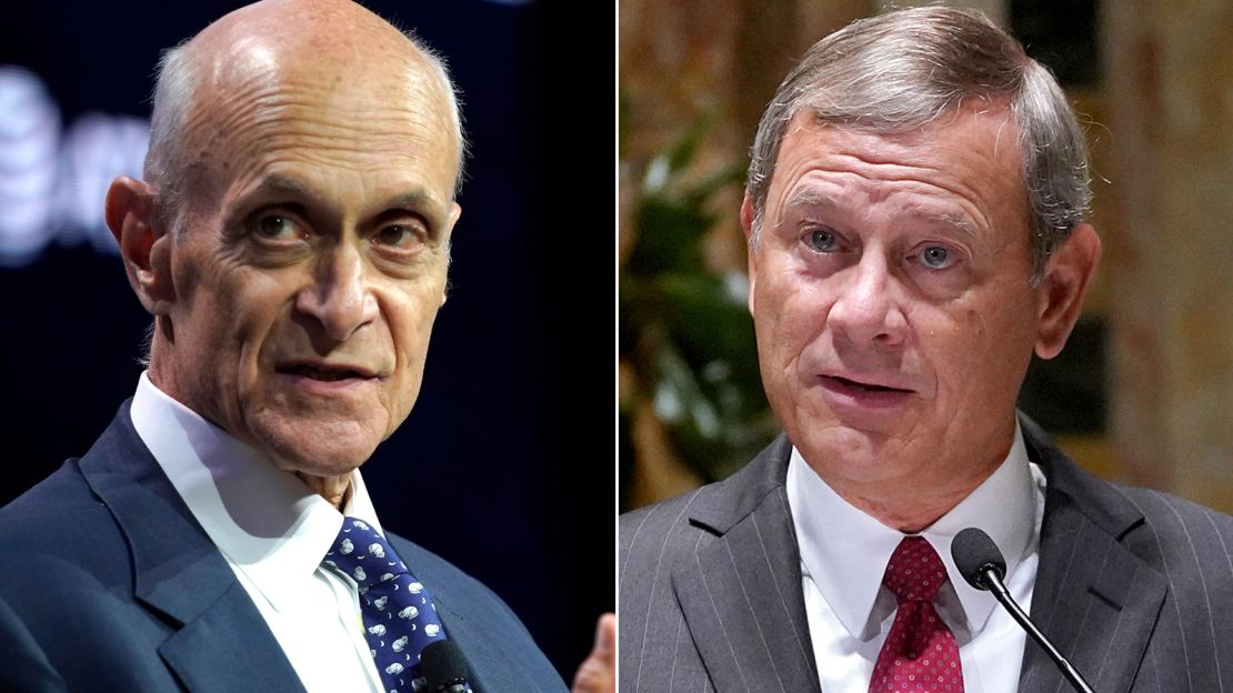 Former Homeland Security Secretary Michael Chertoff and Chief Justice John Roberts