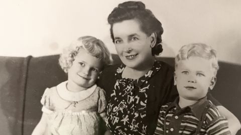 Ruth Seymour Lund Frentz "Nana," shown here with her grandchildren, circa 1940. She passed down her eggless cake recipe to her relatives, including the author.