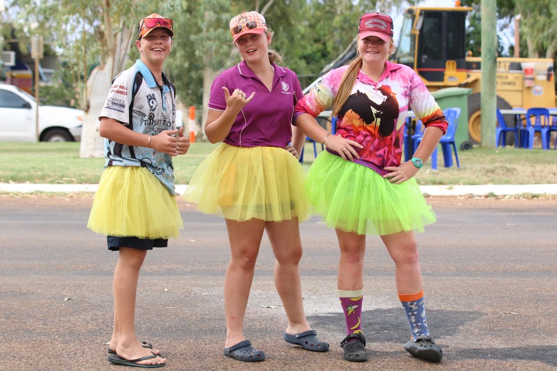 Locals at Boulia's 2023 Australia Day event were encouraged to wear tutus for a game of cricket in the main street.