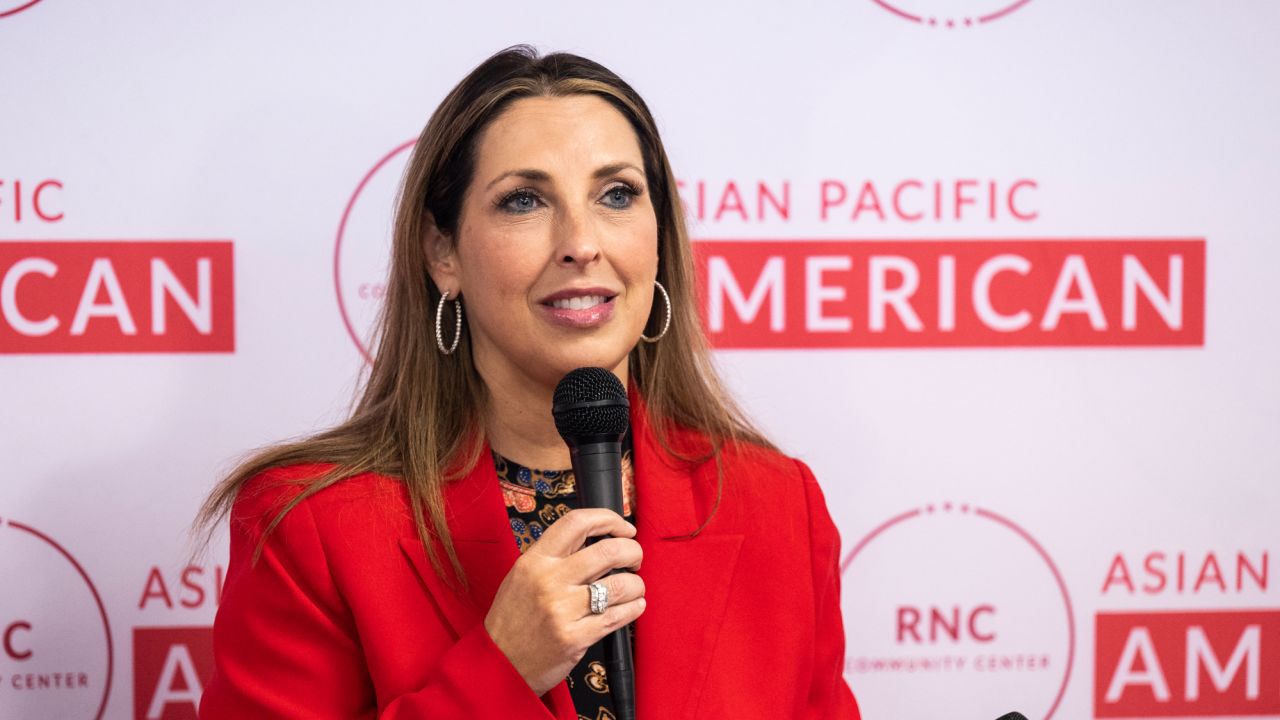 RNC Chair Ronna McDaniel speaks during a volunteer appreciation event at the APA Community Center in Westminster, California, on January 24, 2023. 