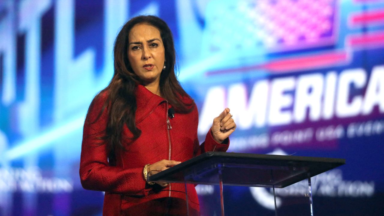 Attorney Harmeet Dhillon speaks during an event organized by Turning Point USA in Phoenix on December 20, 2022.