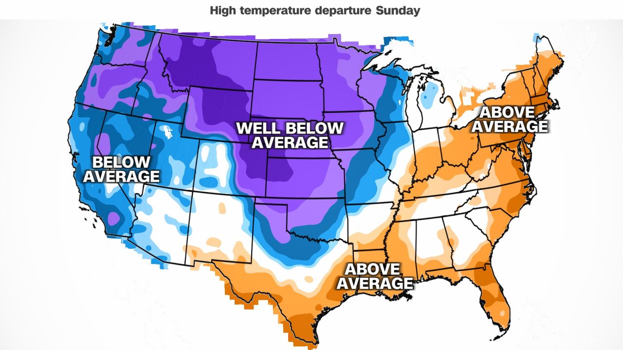 Temperatures will plummet well below normal across the central US this weekend.