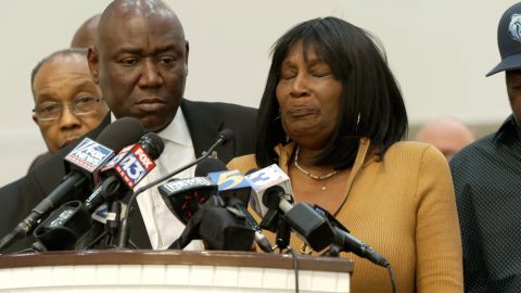 Ben Crump and RowVaughn Wells at a news conference Friday in Memphis.