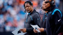 CHARLOTTE, NORTH CAROLINA - NOVEMBER 27: Head coach Steve Wilks of the Carolina Panthers reacts during the second half against the Denver Broncos at Bank of America Stadium on November 27, 2022 in Charlotte, North Carolina. (Photo by Jared C. Tilton/Getty Images)