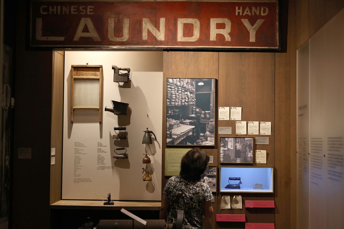 A display from MOCA's exhibition "With a Single Step: Stories in the Making of America."