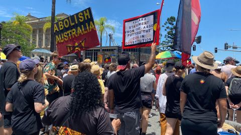 Hundreds marched through the streets of Brisbane to mark Invasion Day on January 26, 2023.