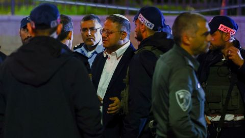 Israel's Minister of National Security Itamar Ben-Gvir speaks with Israeli forces on January 27, 2023.