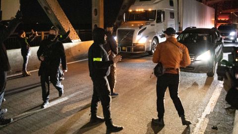 Protesters blocked traffic on the Interstate 55 bridge near downtown Memphis.