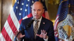 Utah Gov. Spencer Cox speaks during a news conference at the Utah State Capitol, Friday, Feb. 18, 2022, in Salt Lake City. 