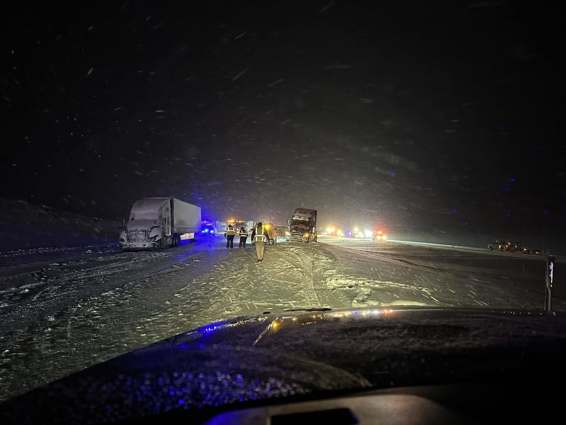 The Wyoming Highway Patrol and emergency crews respond to a multi-vehicle collision on Interstate 80 in Carbon County.
