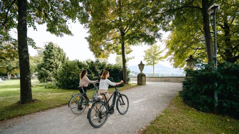 The Rose Garden in Bern is a popular spot for bicyclists. While synonymous with roses, it also features irises, rhododendrons and other types of flowers.