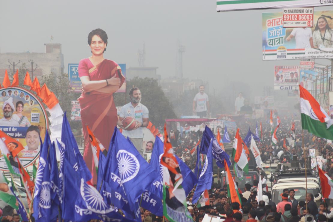 "I'm often asked by people, 'Why are you walking?'" one yatri told me, recounts Manish Khanduri. "My response is, 'Given the state of affairs in this country, why are you not walking?'" (Pictured above: Crowds gathered for Congress leaders Rahul Gandhi and Priyanka Gandhi Vadra on the Yatra's path on January 3 in Ghaziabad, India.) 