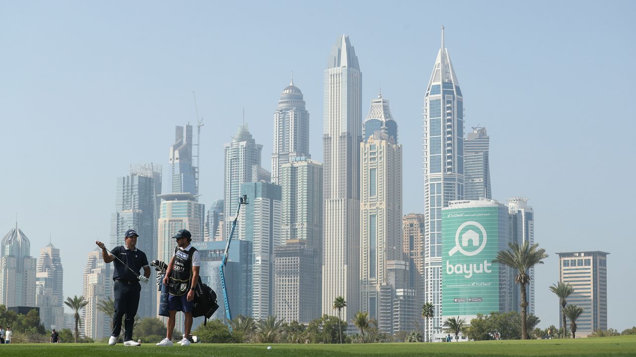 Reed in action during the final round of the Dubai tournament on Monday.