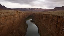 MARBLE CANYON, ARIZONA - JANUARY 1: Seen from atop the Historic Navajo Bridge the Colorado River flows toward Lees Ferry the only place within Glen Canyon where people are able to easily access the Colorado River from both sides in over 700 miles of Glen Canyon country on January 1, 2023 in Marble Canyon, Arizona. (Photo by RJ Sangosti/MediaNews Group/The Denver Post via Getty Images)