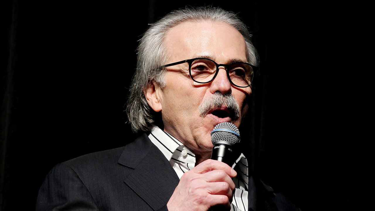 David Pecker, then-Chairman and CEO of American Media speaks at the Shape and Men's Fitness Super Bowl Party in New York City on January 31, 2014.