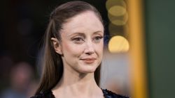 Andrea Riseborough poses for photographers upon arrival for the premiere of the film 'Amsterdam' in London, Wednesday, Sept. 21, 2022.