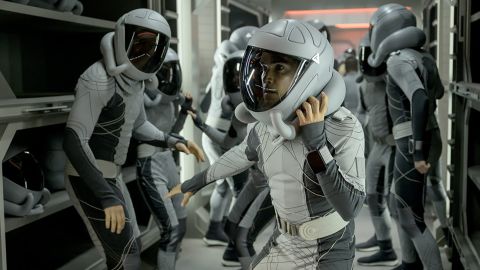 Reece Ritchie (foreground) in Syfy's "The Ark," about a ship looking to colonize space 100 years in the future.