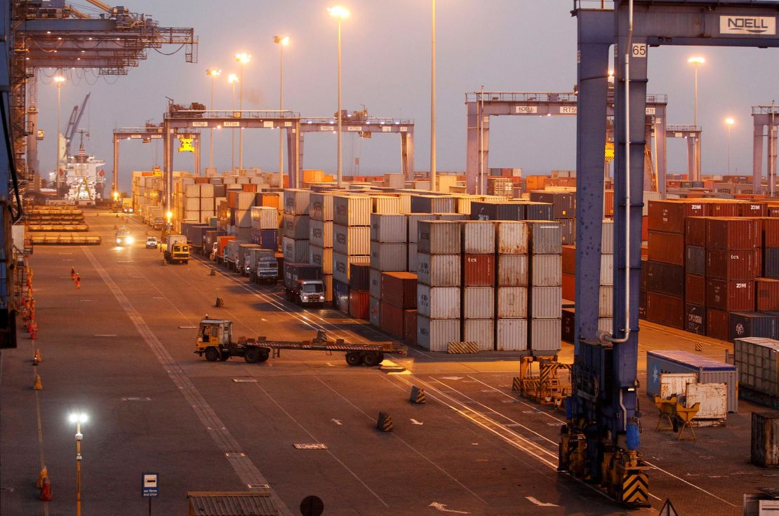 A general view of a container terminal is seen at Mundra Port in Gujarat April 1, 2014. 
