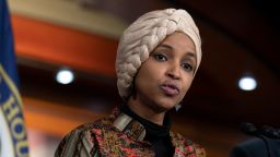 Rep. Ilhan Omar, D-Minn speaks during a news conference on Capitol Hill in Washington on Wednesday, Jan. 25.